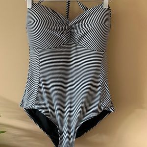 Striped halter top swim suit